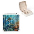 thumbnail image 1 of Autua Turtles Coral Reef Digital Art Mini Travel Jewelry Case Organizer with Necklace Hooks and Zipper Storage Box, Compact Size for Necklace, Ring, Earring, Mother's Day & Valentine's Day Gifts White, 1 of 5