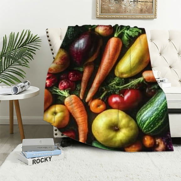 Autua Vegetables Fruits Organic Warm Lightweight Soft Fleece Blanket Throw Blanket Living Rooms Sofa Decor Cow Gifts All Seasons Blanket 60x80in