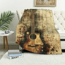 Autua Vintage Guitar Blanket Music Notes Retro Throw Blankets,Birthday Gifts for Women Men,Lightweight Soft Fleece,Musician Lovers,Sofa Couch Bed Room Modern Rustic Decor  40x50in