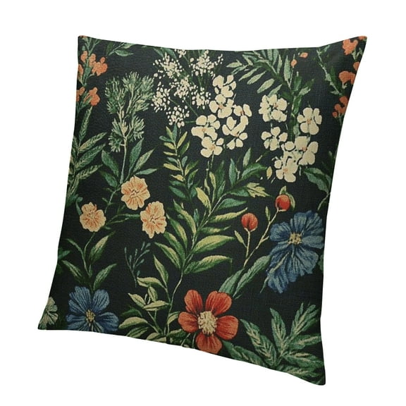 Autua Vintage Print Pillow Covers  Green and Black Botanical Floral Leaf Outdoor Throw Pillows Neutral Square Cushion Case Decoration for Couch Home Decor 12x12in