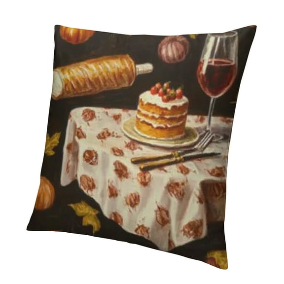 Autua Watercolor Thanksgiving Food Throw Pillow Covers Pillowcase Sofa Decorative Cushion Cases for Home Decor Home Room Bed Sofa 12x12in