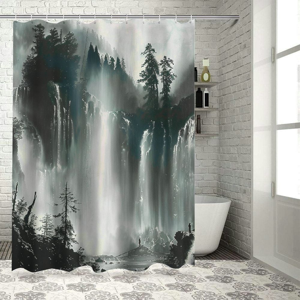 Zebra Print Shower Curtain - Waterproof Polyester, Black & White Farmhouse Style, 72x72 Inches