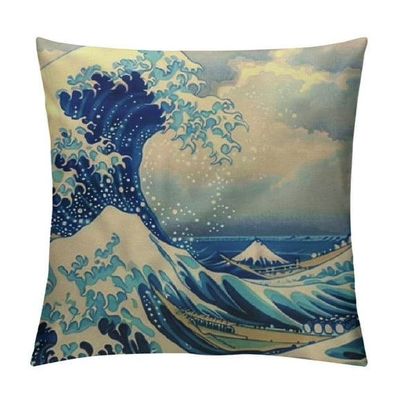 Autua Wave Graphic Decorative Cushion Throw Pillow Cover for Home Couch Living Room Bed Sofa - Printed on Both Sides - 1PC 12x12in