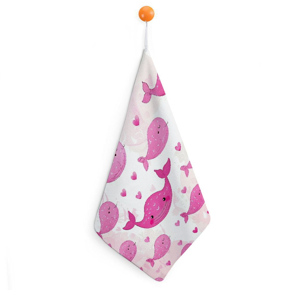 Autua Whale Hearts QuickDry Hand Towels 11.8x11.8in Soft Microfiber