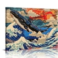 thumbnail image 1 of Autua Whale Sunset Clouds Canvas Art Print for Living Room Bedroom Home Office Wall Decor 16x12in, 1 of 6