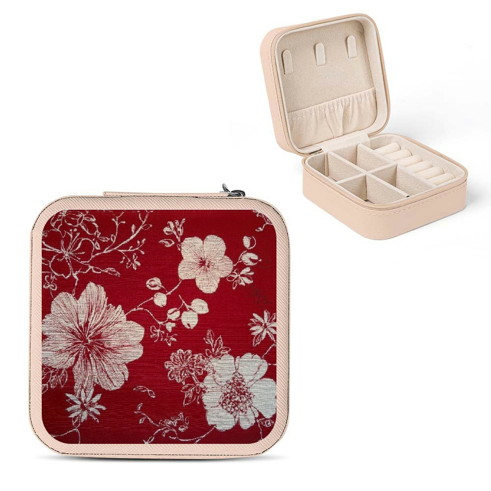 Autua White Flowers Jewelry Box for Women - Small Travel Organizer Pink ...