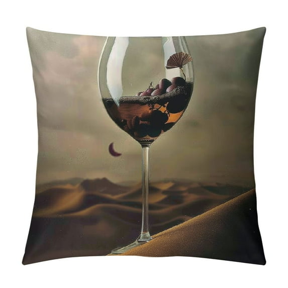 Autua Wine Glass Theme Decorative Cushion Throw Pillow Cover for Home Living Room Sofa Bedroom Car, Printed on Both Sides, 1PC 12x12in