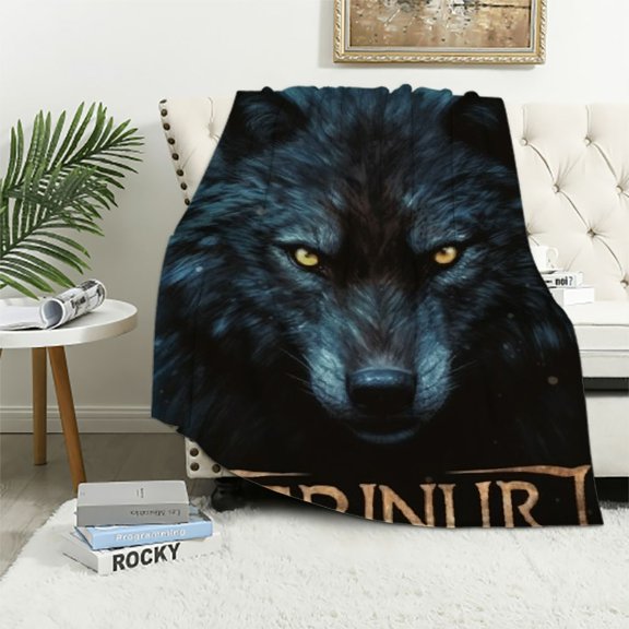 Autua Wolf Blue Eyes Demon-Like Face Warm Lightweight Blanket Soft Fleece Blankets Throw Blanket Living Rooms Sofa Decor Cow Gifts Blanket for All Seasons Super Soft Blanket Gifts 40x50in