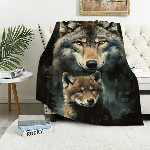 Autua Wolf Cub Night Throw Blanket, Excellent Hand Feel Blanket for All Seasons, Soft Flannel Fabric, Heat Transfer Printing, Multiple Sizes, High Quality Material, Multi-Purpose, Easy Care 40x50in