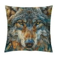 Autua Wolf Feathers Blue Background Graphic Decorative Throw Pillow