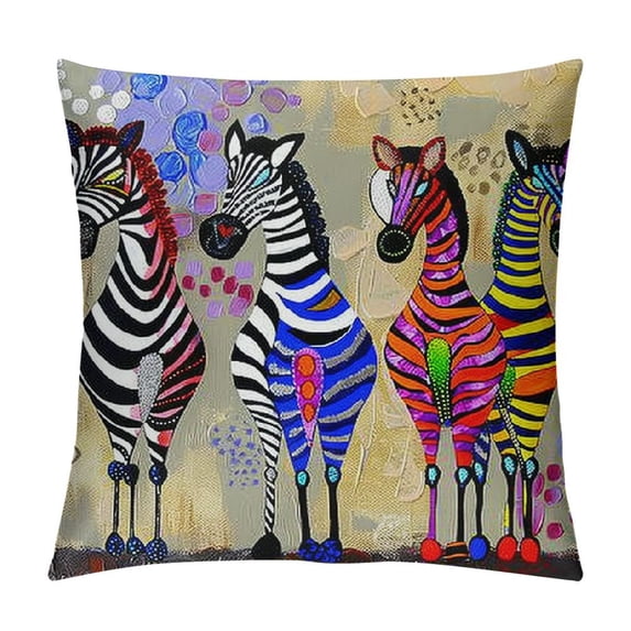 Autua Zebras Patterns Colors Graphic Decorative Pillow Cover Home Couch Living Room Bed Sofa Throw Pillow Case Square 1PC 24x24in