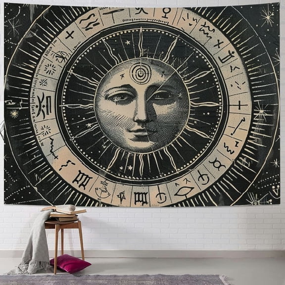 Autua Zodiac Signs Moon Tapestry Wall Hanging Unique Style Home Wall Decor Art for Living Room Bedroom Apartment Farmhouse Dorm 60x50inch
