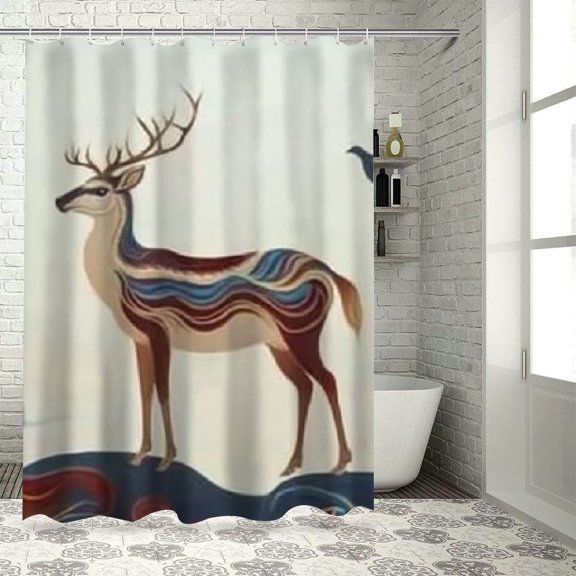 Autua bathroom décor set with hook, graphic print bathroom shower curtain, premium waterproof, bright HD print, versatile, easy to install, machine washable