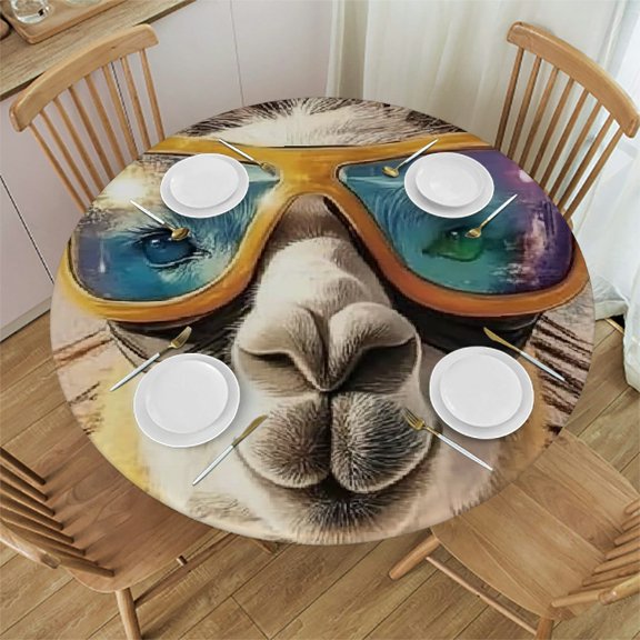 Autua llama Round Tablecloth Stain-Resistant Washable for Indoor Outdoor Restaurants Weddings Parties Table Cloth Tablecloths 46"-50