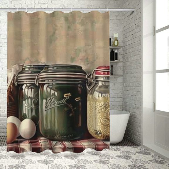 Autua washable shower curtain with hook bathroom décor, shower curtain for waterproof with high quality fabric, bright HD printing, easy to install and maintain