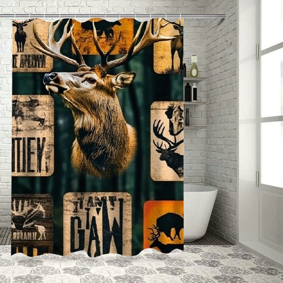 Autua washable shower curtain with bathroom hooks, high-quality fabrics, waterproof, bright HD prints, easy to install