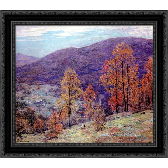 Autum Glory 20x20 Black Ornate Wood Framed Canvas Art by Metcalf, Willard