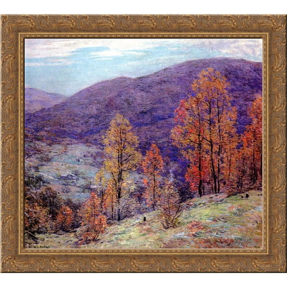 Autum Glory 20x20 Gold Ornate Wood Framed Canvas Art by Metcalf, Willard