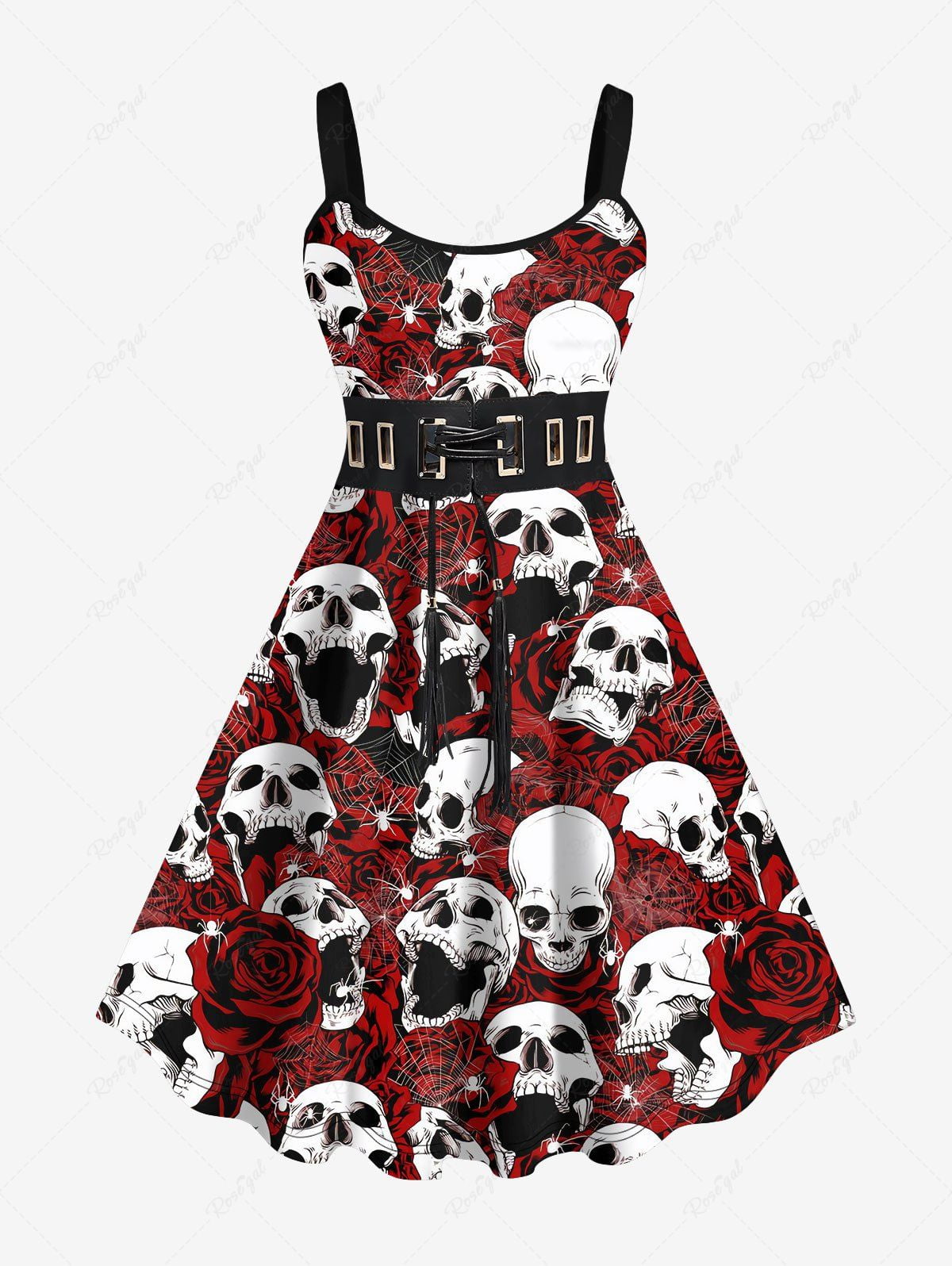 Autumn 2023 New Plus Size Women's Halloween Skulls Rose Flower Spider ...