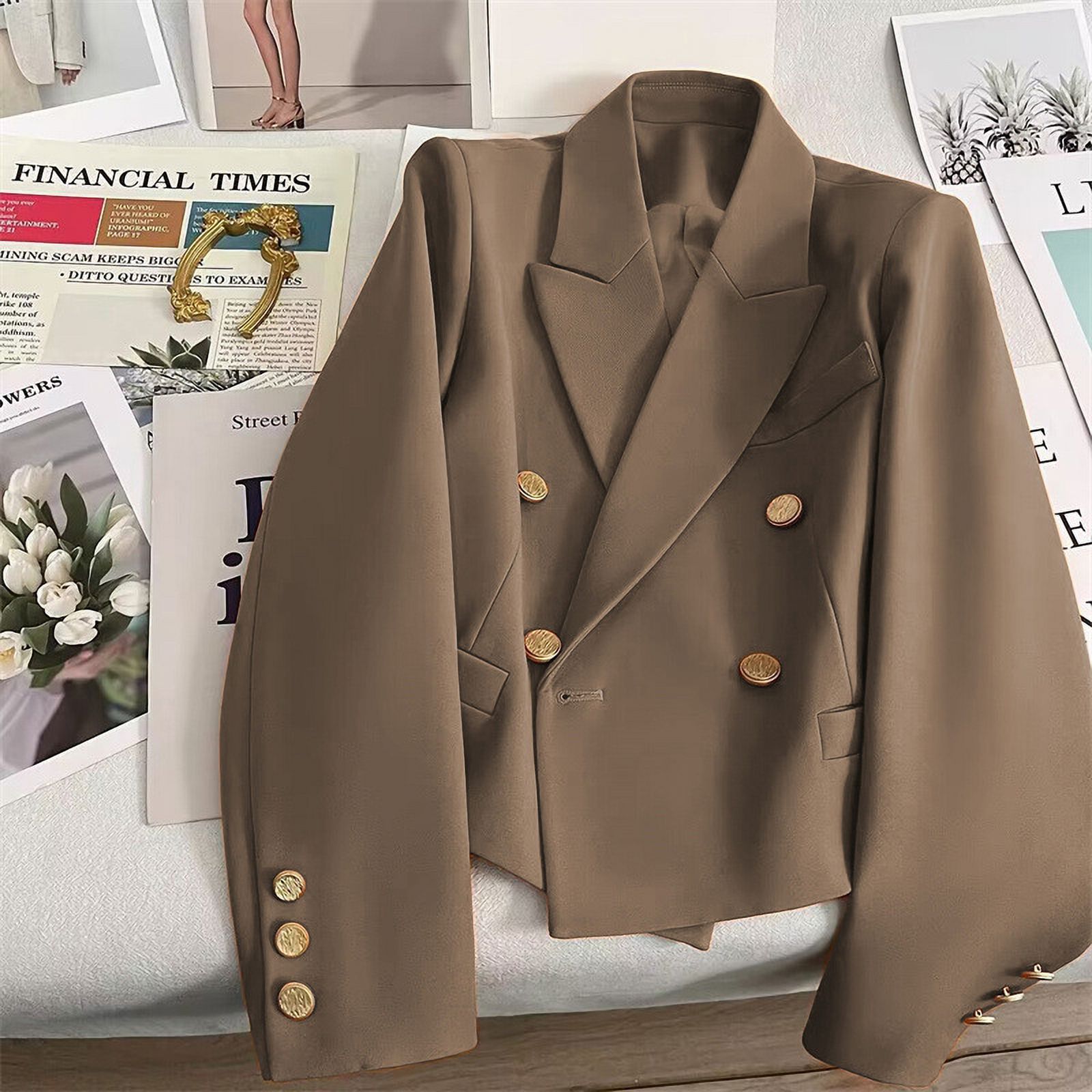 Autumn 2024 new orange short suit jacket women‘s small design sense