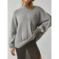 thumbnail image 1 of Autumn 2025 Women'S Batwing Sleeve Knit Sweater With Side Slits And Round Neck, 1 of 33