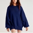thumbnail image 1 of Autumn 2025 Women'S Batwing Sleeve Knit Sweater With Side Slits And Round Neck, 1 of 33