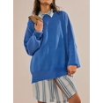 thumbnail image 1 of Autumn 2025 Women'S Batwing Sleeve Knit Sweater With Side Slits And Round Neck, 1 of 33