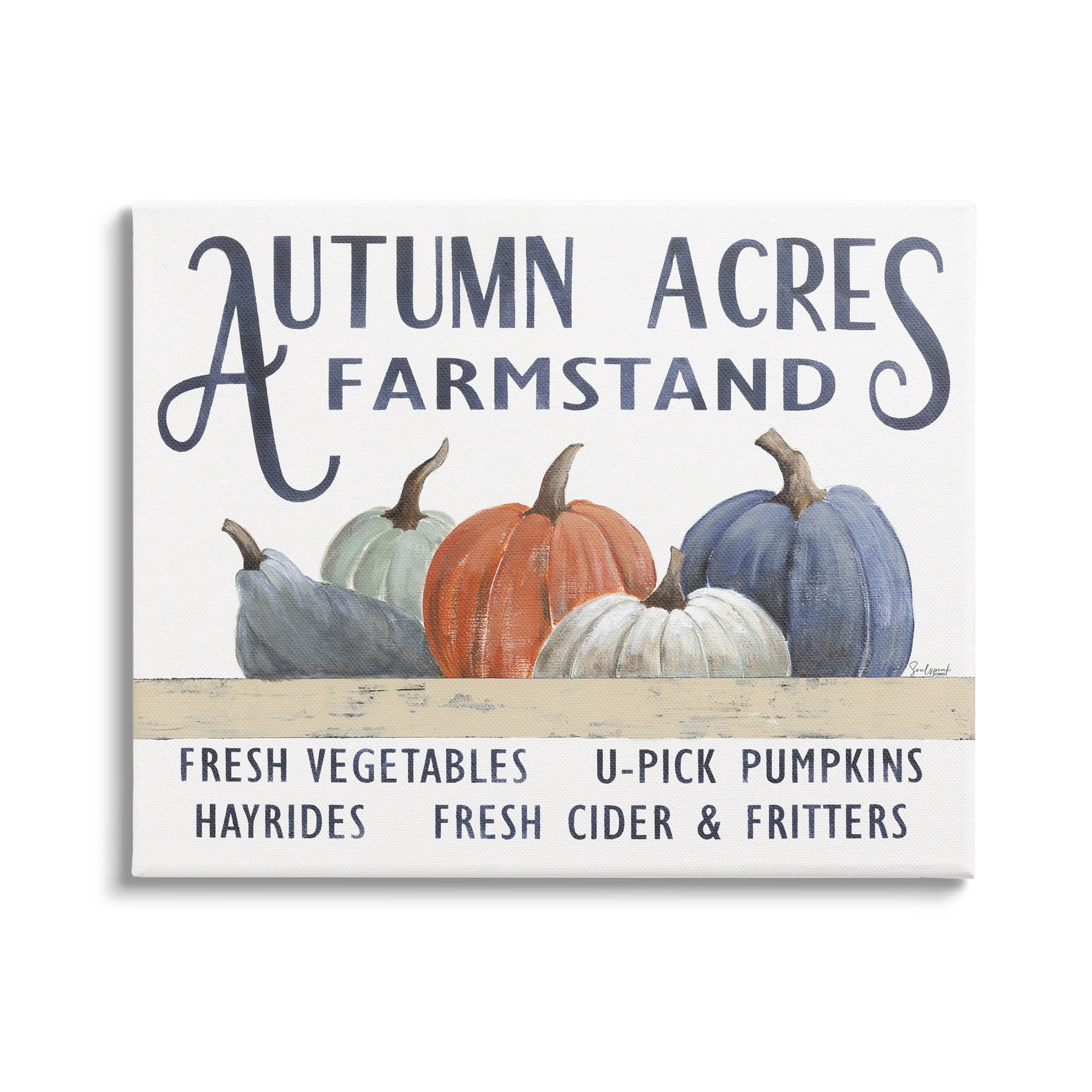 Autumn Acres Farmstand Fall Signage Holiday Graphic Art Gallery Wrapped Canvas Print Wall Art