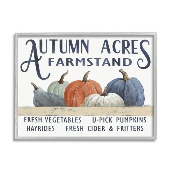 Autumn Acres Farmstand Fall Signage Holiday Graphic Art Gray Framed Art Print Wall Art