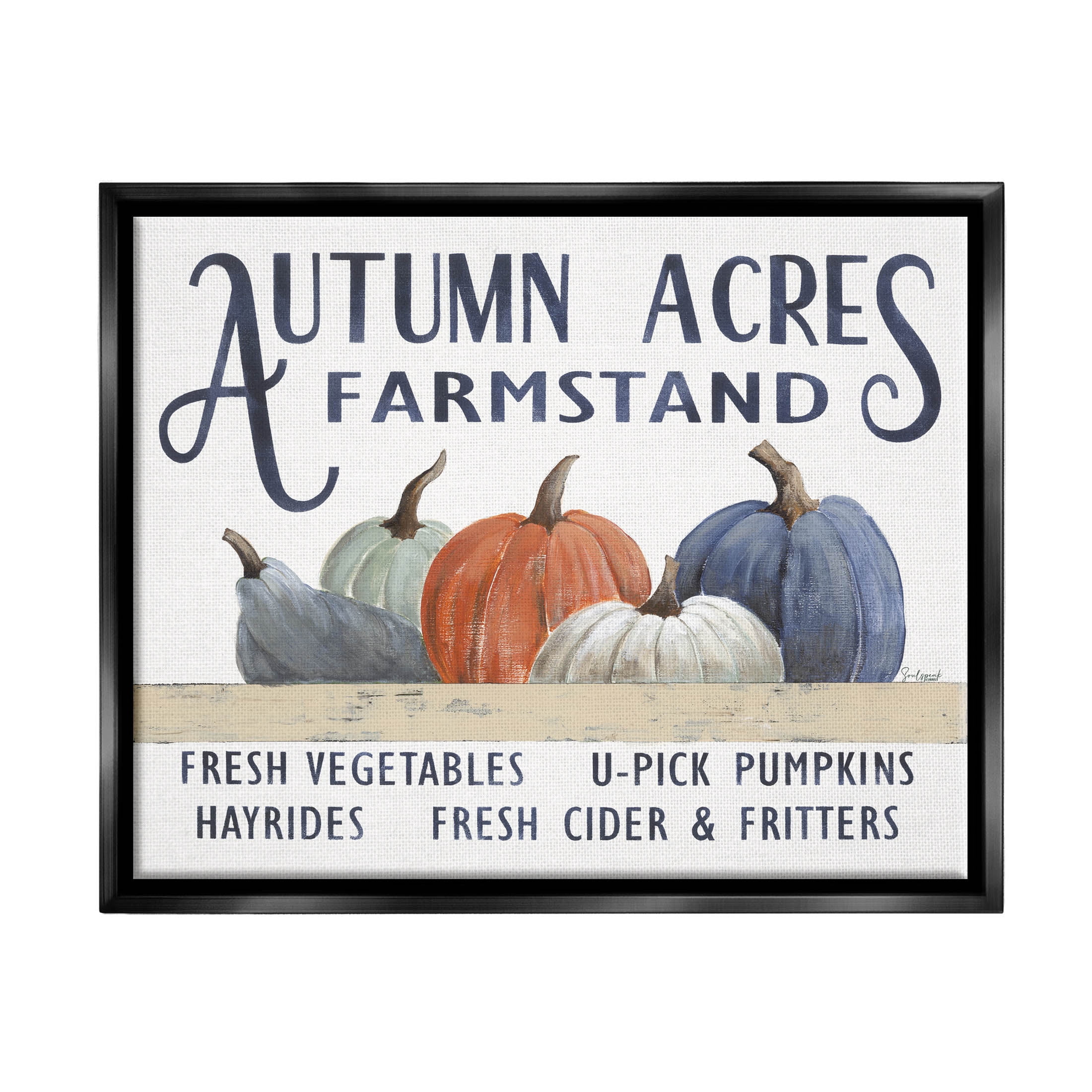 Autumn Acres Farmstand Fall Signage Holiday Graphic Art Jet Black Framed Art Print Wall Art