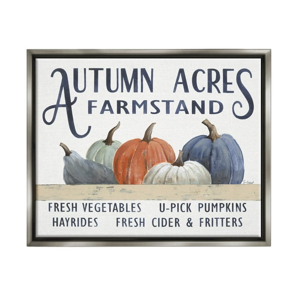 Autumn Acres Farmstand Fall Signage Holiday Graphic Art Luster Gray Framed Art Print Wall Art