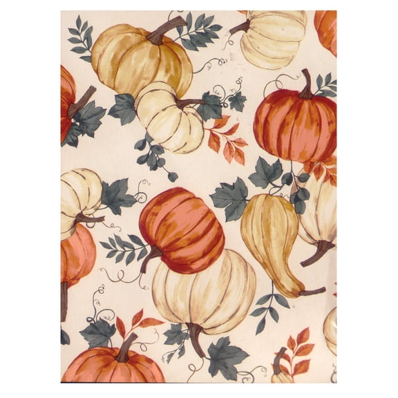 Autumn Air PEVA Vinyl Tablecloth, Fall Pumpkin Print, 52 x 90 inches