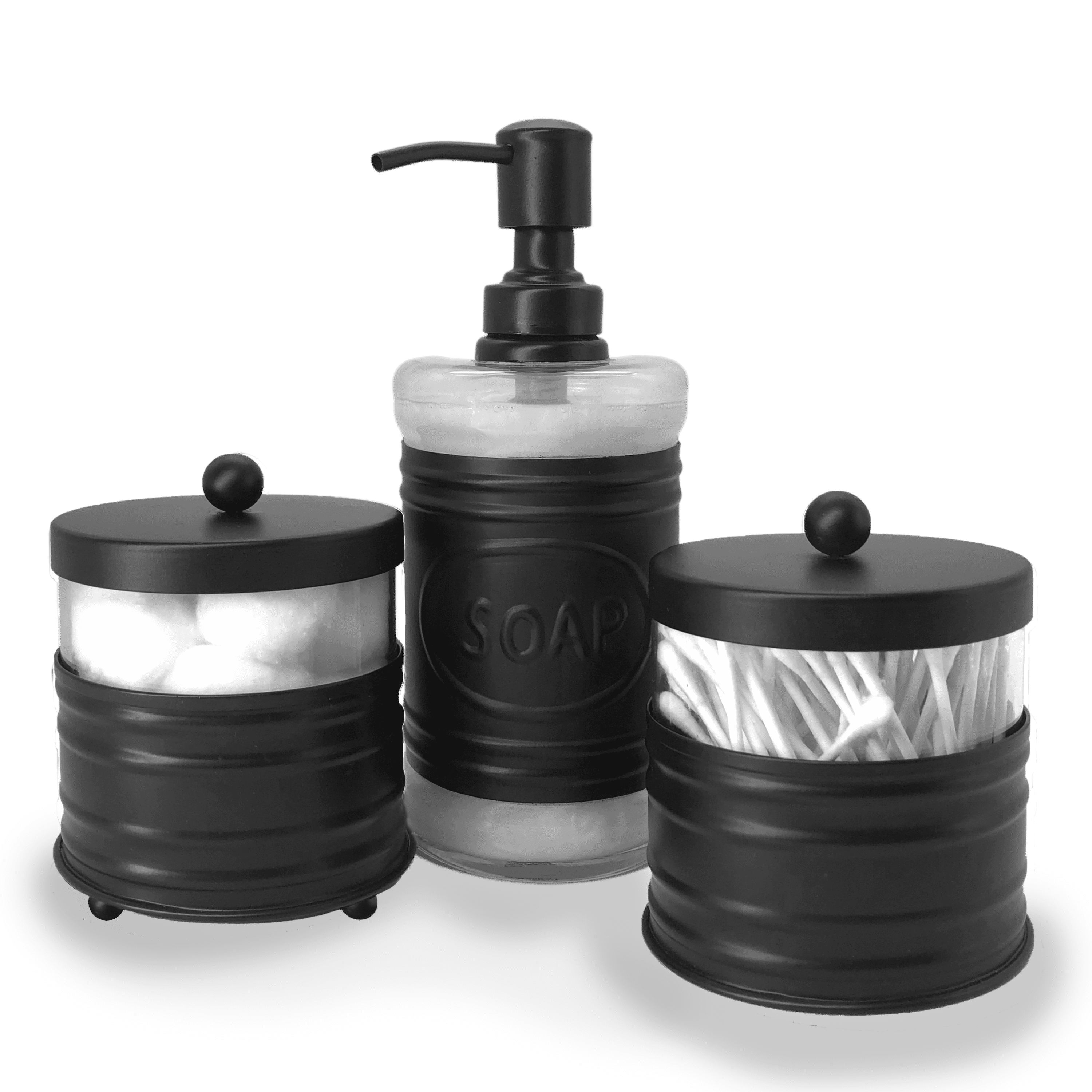 Autumn Alley 3 Piece Glass & Black Metal Bathroom Accessory SetSoap