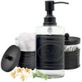 thumbnail image 1 of Autumn Alley 3 Piece Glass & Black Metal Bathroom Accessory Set|Soap Dispenser and 2 Apothecary Jars, 1 of 9