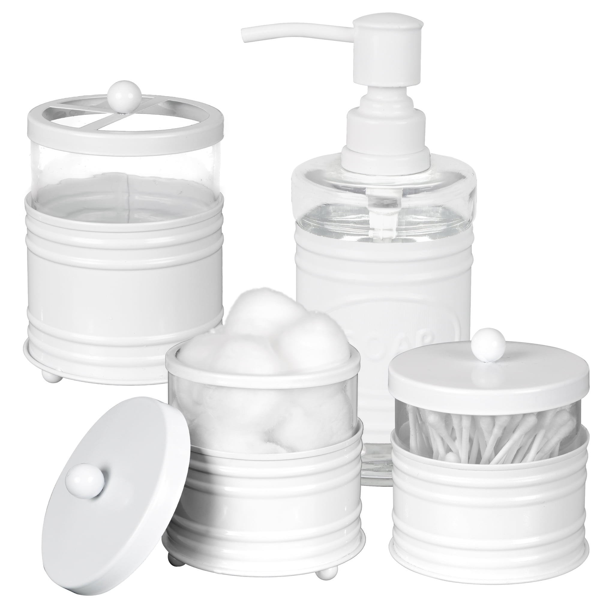 Autumn Alley 4 Piece White Metal Bathroom Set|Soap Dispenser ...