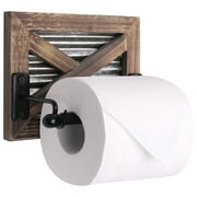 Autumn Alley Barn Door Rustic Toilet Paper Holder with Galvanized Metal – Farmhouse Bathroom Toilet Paper Holder - TP Holder