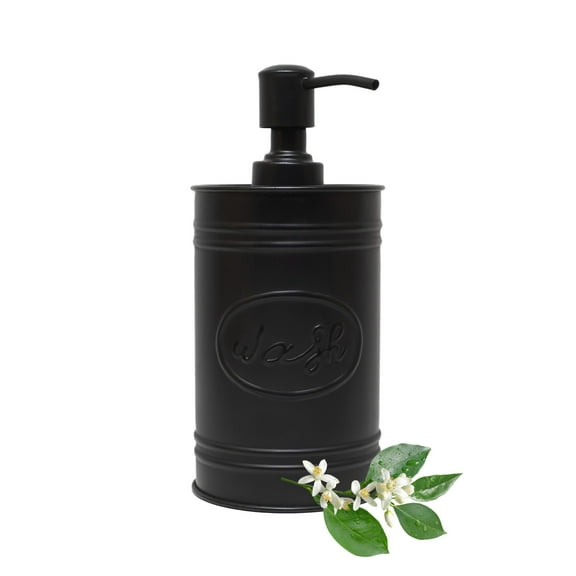 Autumn Alley Black Metal Farmhouse Soap Dispenser w/ 'Wash' Label | Farmhouse Bathroom Accessories