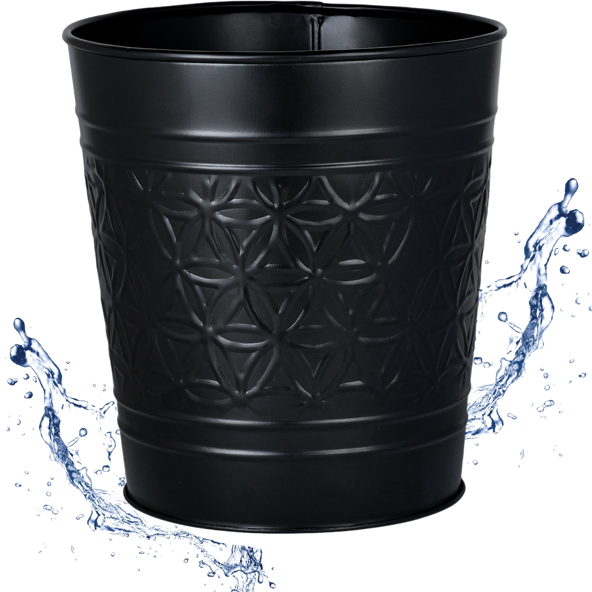 Autumn Alley Black Trash Can for Bathroom, Round Open-Top Bathroom Trash Basket Black Stylish and Durable Black Waste Basket for Home or Office Cute Decorative Decor, Durable, Black