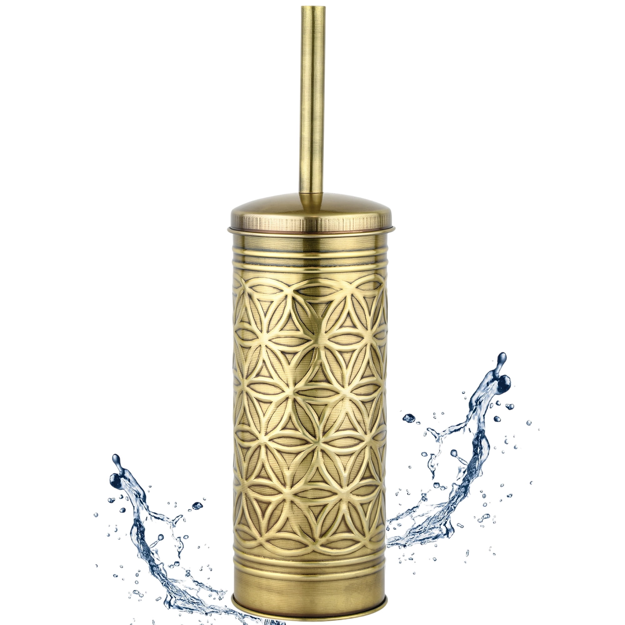Autumn Alley Brass Toilet Brush and Holder Bathroom Accessories, Bathroom Toilet Brush for Modern Bathroom Decor, Standing Farmhouse Toilet Bowl Brush wiush with Holder, Bathroom Decor Sets