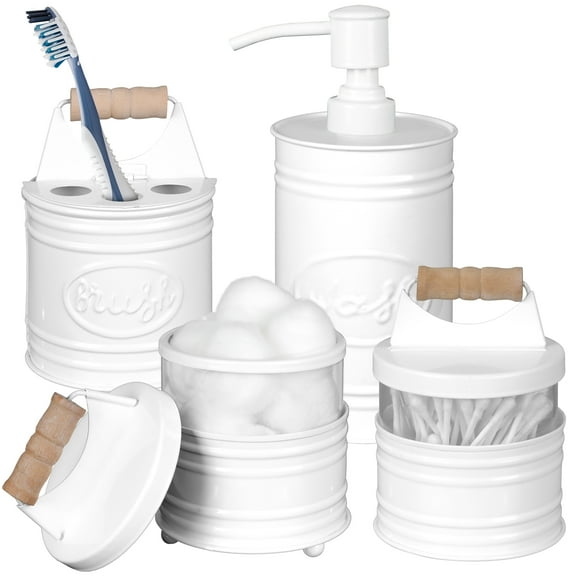 Autumn Alley Farmhouse 4 Pc. White Bathroom Accessories Set