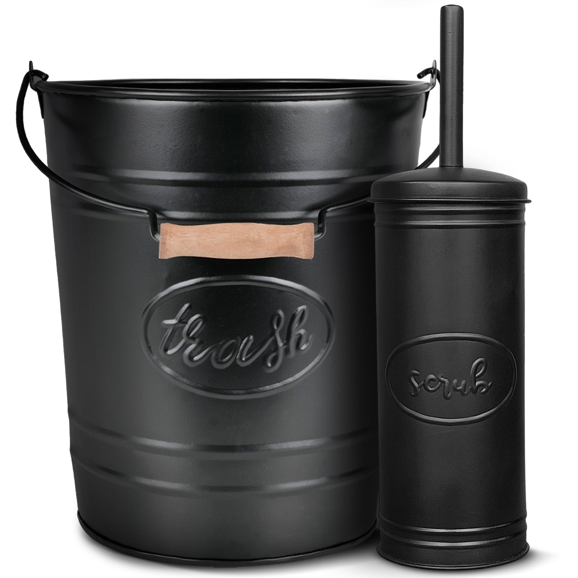 Autumn Alley Farmhouse Bathroom Trash Can and Toilet Brush Set Rustic