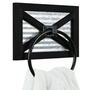 Autumn Alley Farmhouse Decor Hand Towel Holder - Wall Mounted, Wood, Galvanized Metal, Black