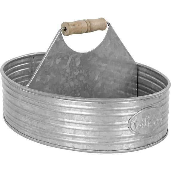 Autumn Alley Farmhouse Rustic Shower Caddy Basket for Bathroom - Toiletries Countertop Organizer, Decorative Bathroom Caddy, Galvanized Bathroom Accessories with Toilette Label, 11" x 6.25", Large