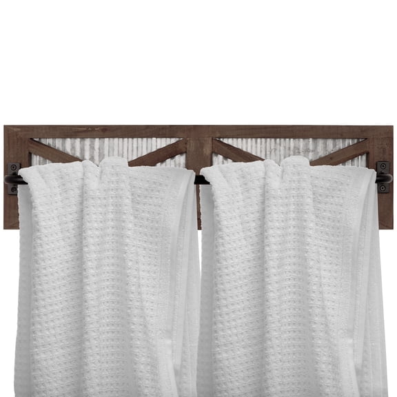 Autumn Alley Farmhouse Rustic Towel Rack Holder - Wood Towel Rack - 24" - Farmhouse Towel Holder for Rustic Bathroom and Farmhouse Kitchen Style Dcor - Wall Mounted, Rustic Brown