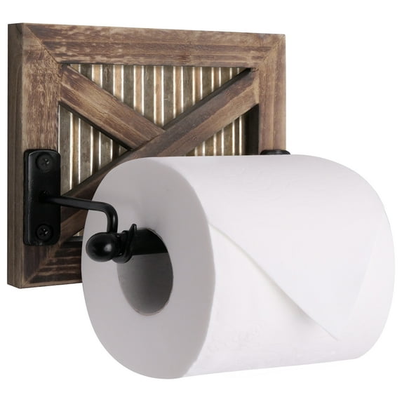 Autumn Alley Farmhouse Toilet Paper Holder in Gold Metal Barn Door: Wall Mounted
