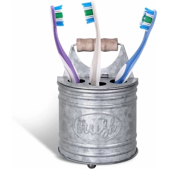 Autumn Alley Farmhouse Toothbrush Holders For Bathrooms, Rustic, Galvanized