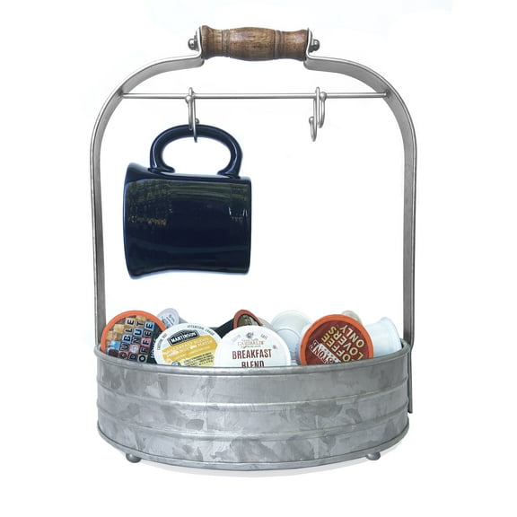 Autumn Alley Galvanized Rustic Farmhouse Mug Rack with 4 Hooks for Easy Hanging– 4-Cup Storage