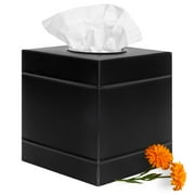 Autumn Alley Matte Black Metal Square Tissue Box Cover