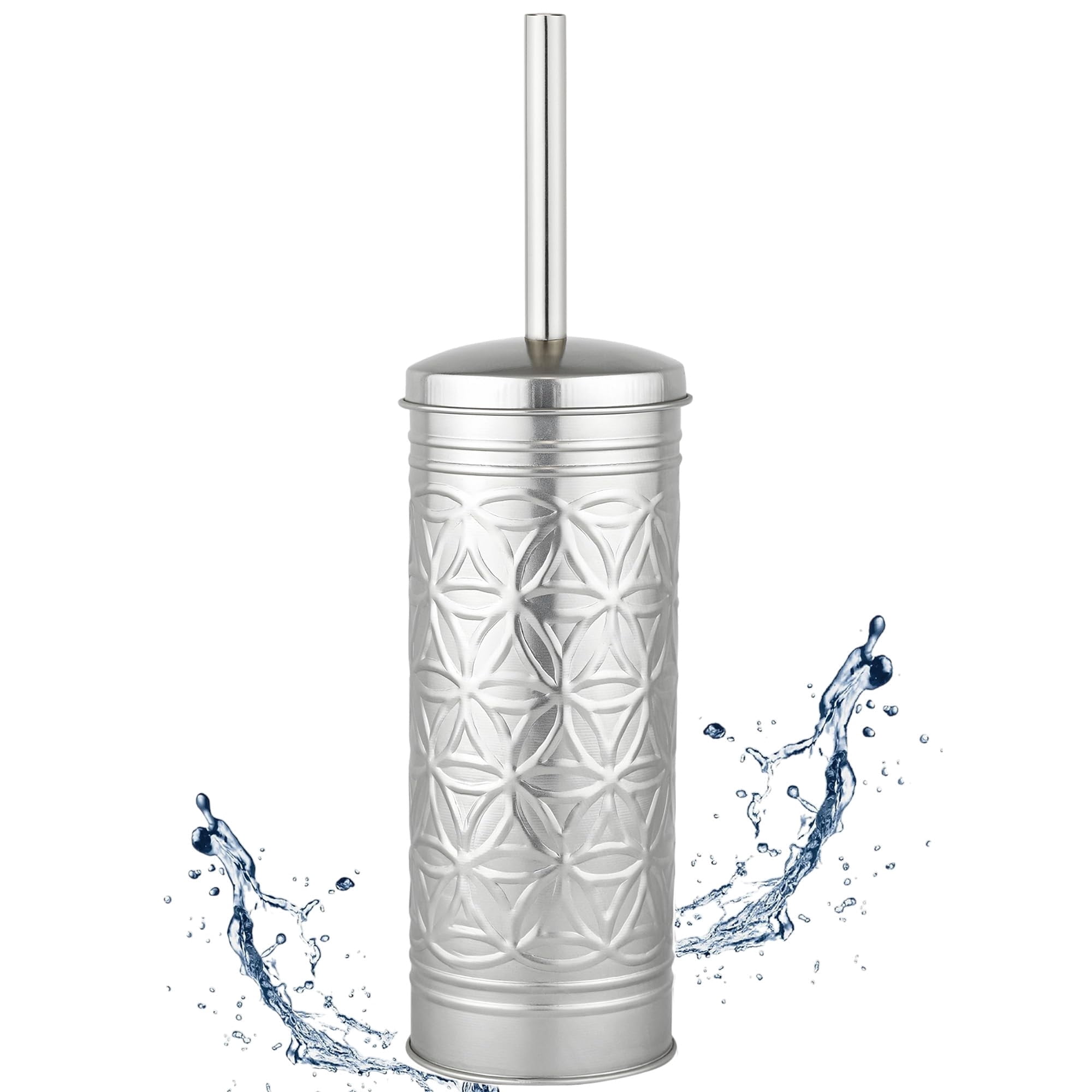 Autumn Alley Nickel Toilet Brush and Holder Set, Standing Toilet Brush Nickel for Modern Bathroom Decor, Toilet Bowl Cleaner Brush Bathroom Accessories