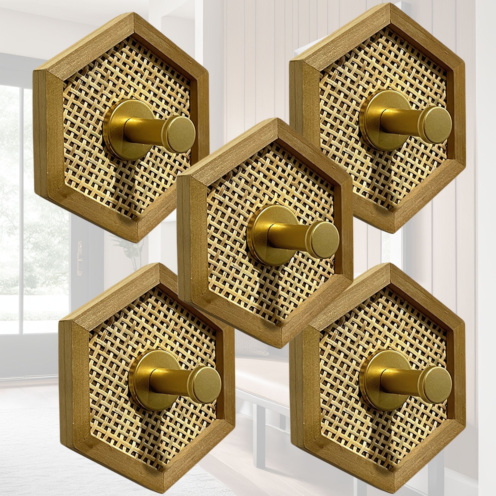 Autumn Alley Large Rattan Coat Hooks, Hat Hooks and Bathroom Towel